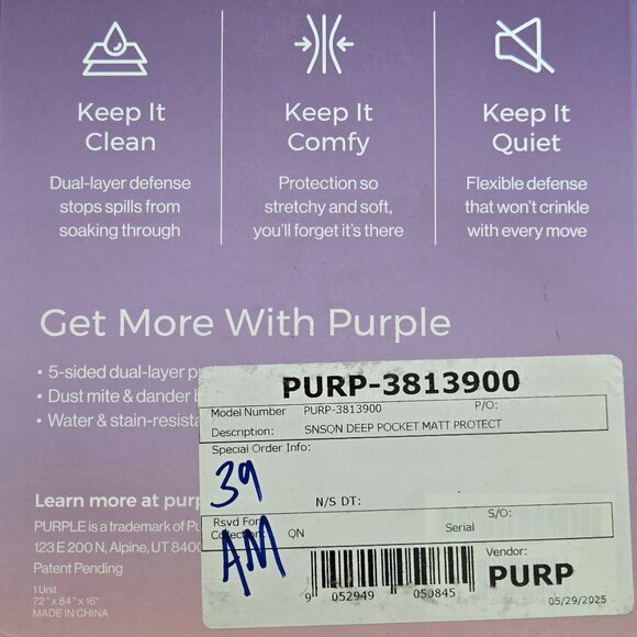 Purple Mattress Protector (New) - California King - Picture 6 of 6